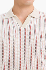 Regular Fit Polo Collar Striped Short Sleeve T-Shirt