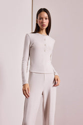 Fitted Button-Down Collar Long-Sleeve T-Shirt