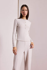 Fitted Button-Down Collar Long-Sleeve T-Shirt