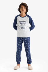Boys Pajama Set Printed Long Sleeve Top and Long Bottom