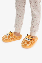 Girls Giraffe Themed Flat Sole Slippers