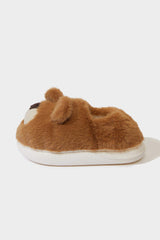 Girls Bear Themed Flat Sole Slippers