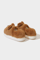 Girls Bear Themed Flat Sole Slippers