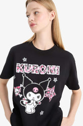 Coool Kuromi Oversize Wide Pattern Crew Neck Short Sleeve T-Shirt