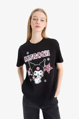 Coool Kuromi Oversize Wide Pattern Crew Neck Short Sleeve T-Shirt