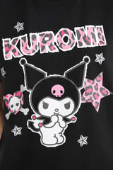 Coool Kuromi Oversize Wide Pattern Crew Neck Short Sleeve T-Shirt