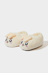 Girls Rabbit Flat Sole Slippers