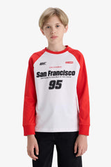 Boys Crew Neck Printed Long Sleeve T-Shirt