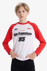 Boys Crew Neck Printed Long Sleeve T-Shirt