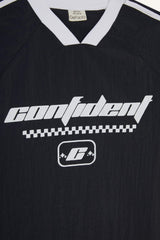 Boys Oversize Wide Mold V-Neck Printed Parachute Long Sleeve T-Shirt