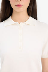 Fitted knit sweater with a polo collar