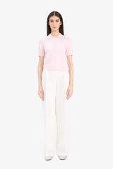 Fitted knit sweater with a polo collar