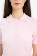 Fitted knit sweater with a polo collar