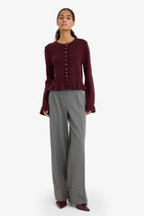 Regular fit crew neck knit cardigan