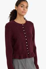 Regular fit crew neck knit cardigan