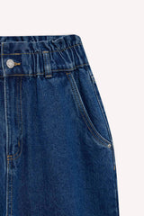 Paperbag High Waist Straight Leg Long Jeans