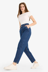 Paperbag High Waist Straight Leg Jeans