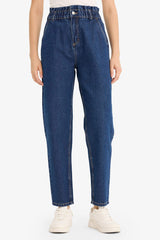 Paperbag High Waist Straight Leg Jeans