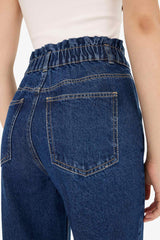 Paperbag High Waist Straight Leg Jeans