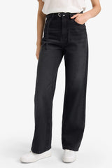 90's Straight Fit Wide Leg High Waist Long Jeans