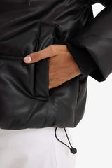 Regular Fit Hooded Fleece-Lined Faux Leather Jacket