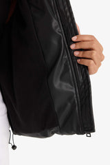 Regular Fit Hooded Fleece-Lined Faux Leather Jacket