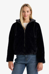 Waterproof Regular Fit Hooded Jacket with Faux Fur Lining