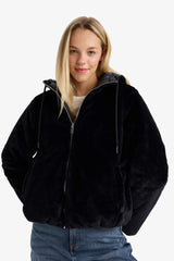 Waterproof Regular Fit Hooded Jacket with Faux Fur Lining