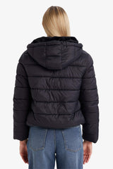 Waterproof Regular Fit Hooded Jacket with Faux Fur Lining