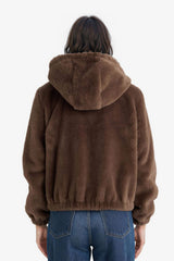 Regular Fit Fleece Lined Hooded Zip-Up Faux Fur Sweatshirt