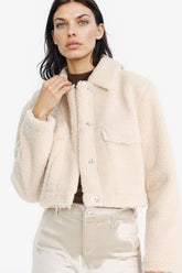 Regular Fit Snap Button Faux Fur Coat