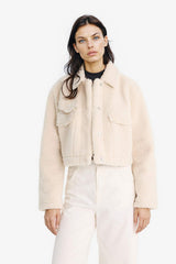 Regular Fit Snap Button Faux Fur Coat