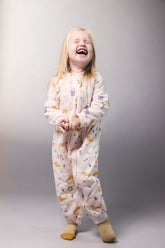 Baby Girl Newborn 1 Tog Fiber Patterned Zippered Combed Cotton Long Sleeve Jumpsuit