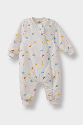 Baby Boy Newborn 1 Tog Fiber Dinosaur Printed Combed Cotton Long Sleeve Jumpsuit