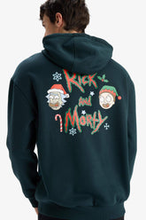 Rick and Morty Boxy Fit Hooded Sweatshirt with Back Print