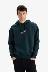 Rick and Morty Boxy Fit Hooded Sweatshirt with Back Print