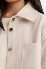 Girls Long Sleeve Snap-On Shirt Jacket