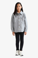 Girls Long Sleeve Snap-On Shirt Jacket