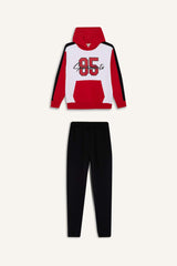 Boys 2-Piece Set Hooded Printed Sweatshirt Tracksuit Bottoms