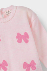 Baby Girl Crew Neck Bow Knit Sweater