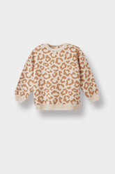 Baby Girl Crew Neck Leopard Patterned Knitwear Sweater
