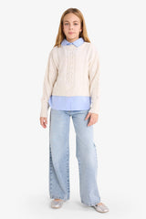 Girls Crew Neck Knitted Sweater