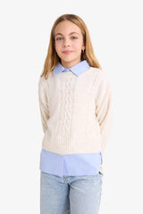 Girls Crew Neck Knitted Sweater