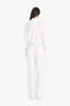 Wide Leg Double Pocket High Waist White Trousers