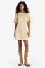 A Line Crew Neck Suede Dress