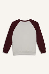 Boys Oversize Wide Pattern Crew Neck Embroidered Sweatshirt