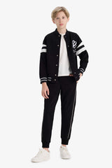 Boys School College Collar Printed Bomber Jacket