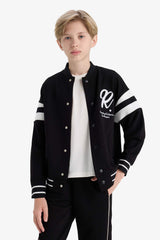 Boys School College Collar Printed Bomber Jacket
