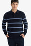 Standard Fit Polo Collar Striped Knit Sweater
