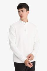 Regular Fit Stand Collar Half Zipper Sweatshirt